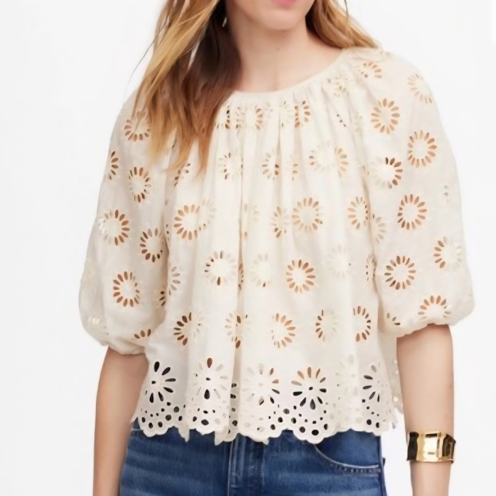 #189 Madewell Cream Eyelet Blouse